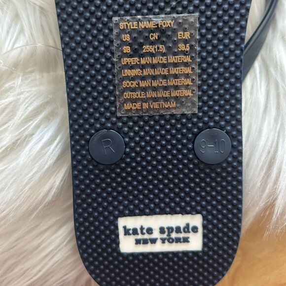 Kate Spade Navy Blue Bow Detail Charm Flip Flops Sandals Size 9-10 - Picture 4 of 5